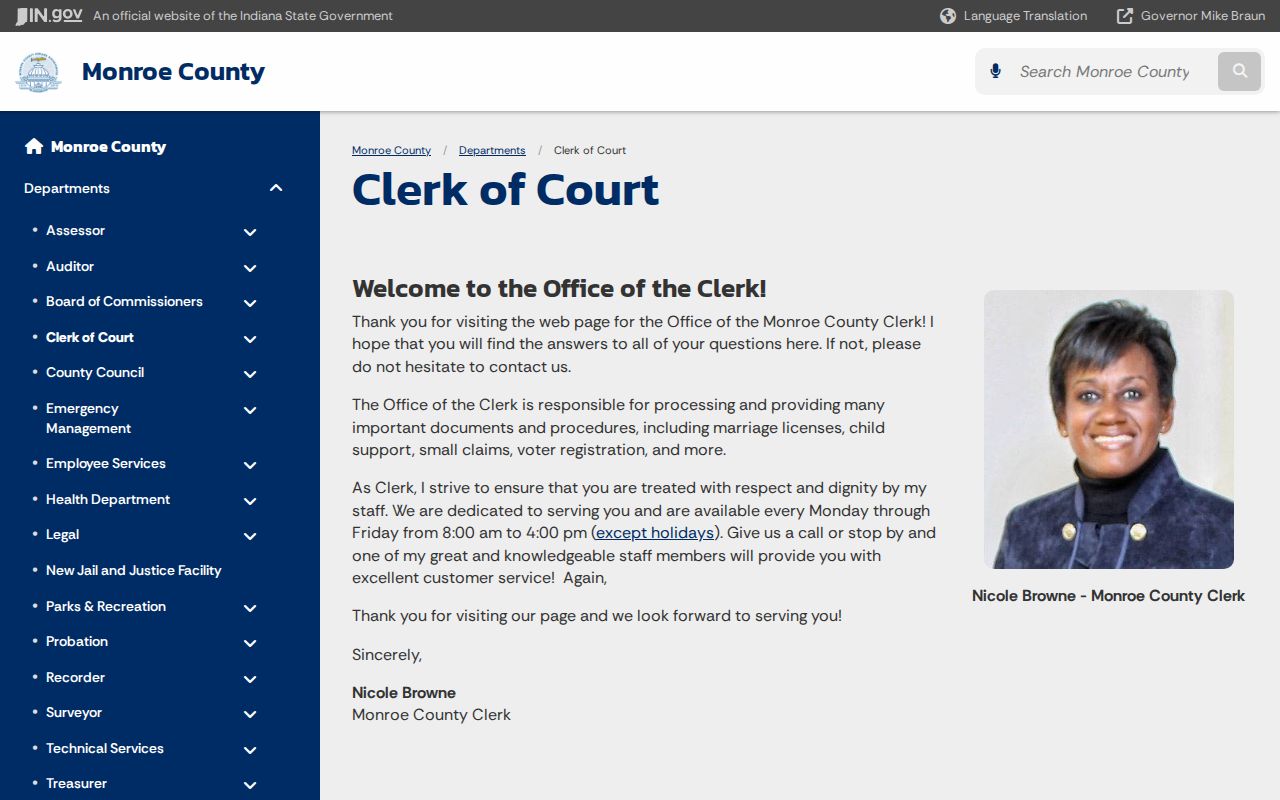 Monroe County Clerk contact for civil court dockets