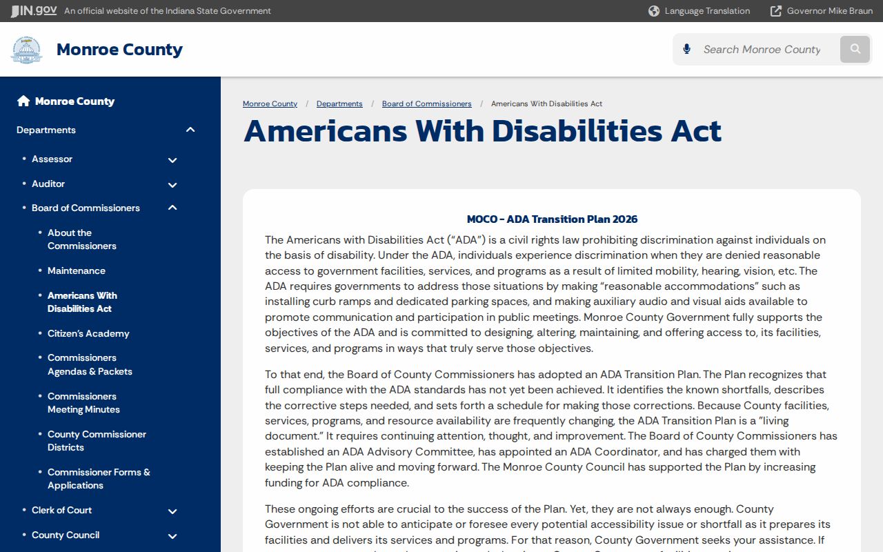 Monroe County court records ADA access information