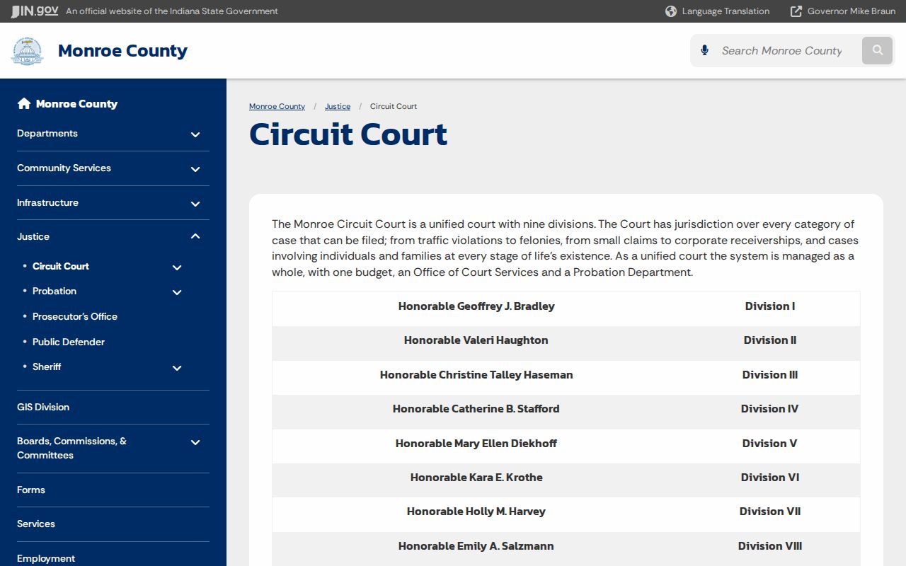 Monroe County court docket Circuit Court divisions