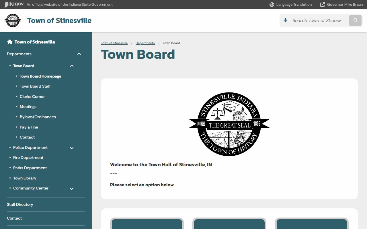 Stinesville Town Board ordinance and records links