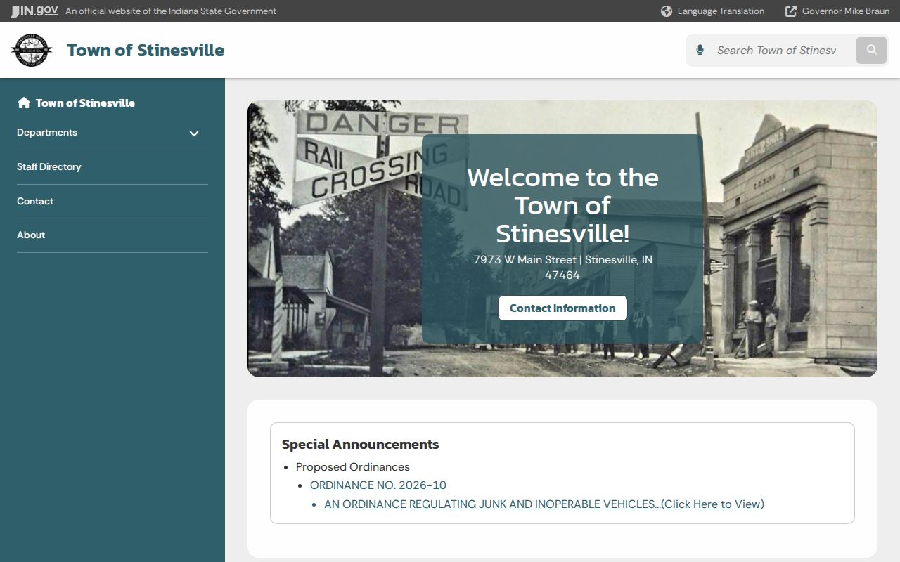 Official Stinesville Town Hall and local records page